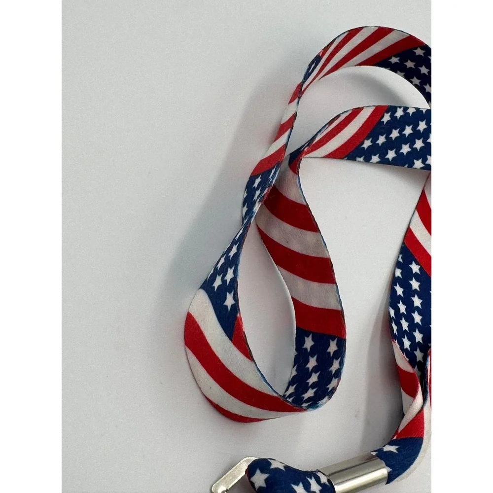 USA‎ American Flag Lanyard Patriotic Stars Stripes ID Badge Key Holder